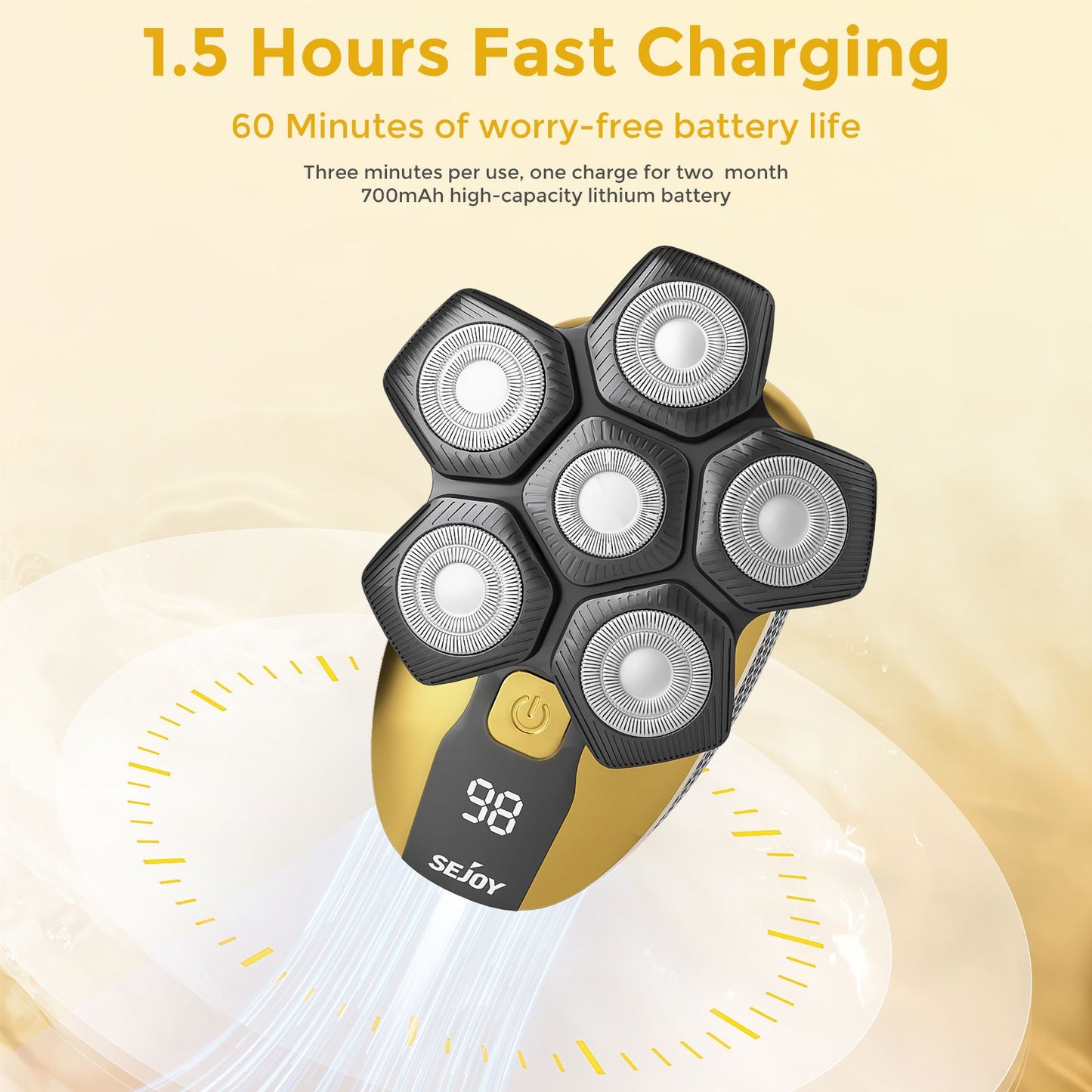 Sejoy Men 6D Floating Men Electric Shaver Wet Dry Beard Hair Trimmer Electric Razor Rechargeable Bald Head Shaving Machine