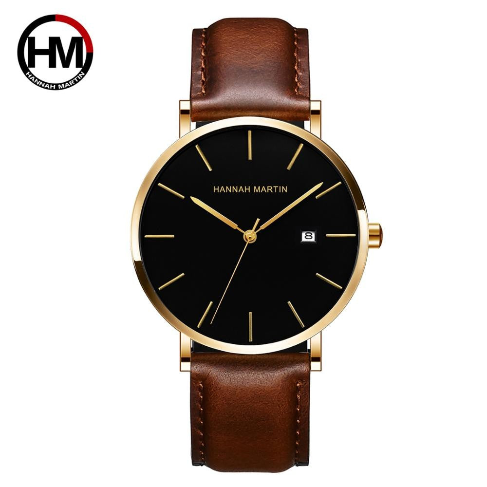 Classic Bauhaus Design Men Watch Dark Blue  Japan Quartz Waterproof Stainless Steel Fashion Business Calendar Ultra Thin Watches