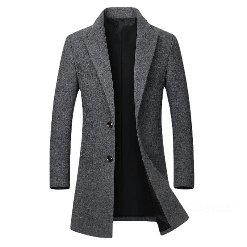 New Winter Men Cashmere Trench Coats Wool Blends Overcoats Business Casual Trench Long Jackets Male Slim Blends Coats Size 4XL