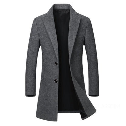 New Winter Men Cashmere Trench Coats Wool Blends Overcoats Business Casual Trench Long Jackets Male Slim Blends Coats Size 4XL
