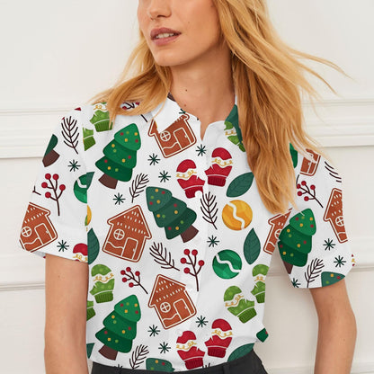 Shirt summer casual short-sleeved lapel Christmas element pattern women's tops personality fashion women's clothing
