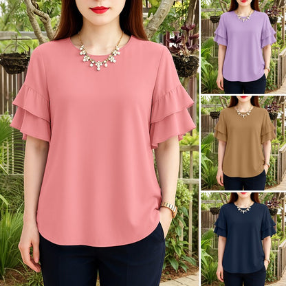 2025 Elegant Office Lady Blouses ZANZEA Summer O Neck Short Sleeve Blouse Women Stylish Solid Holiday Shirt Female OL Work Tops