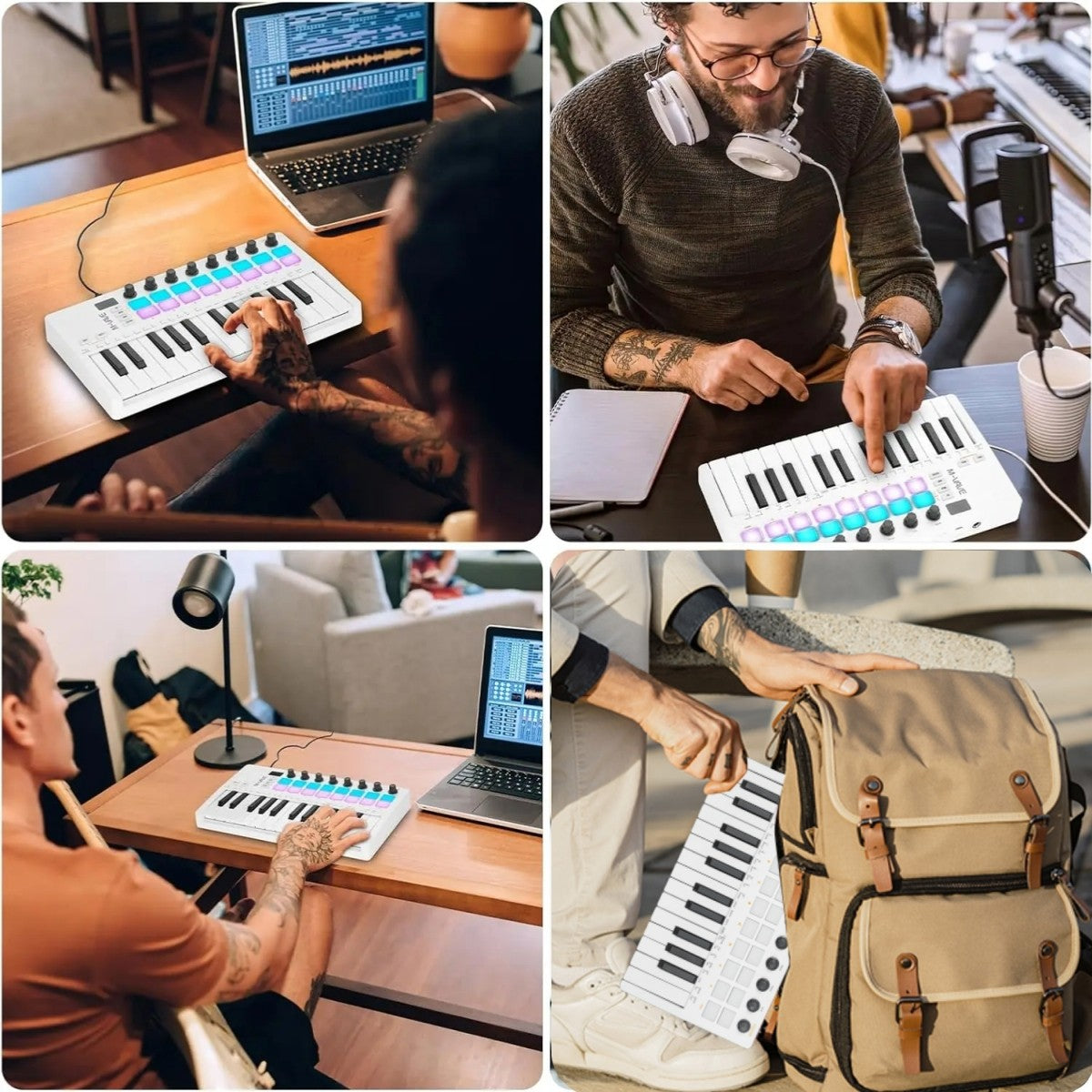 M-VAVE SMK-25 II Teclado Controlador MIDI Pad USB Mini 25 Teclas, 16 Pads de Bateria RGB, 8 Knobs e Produção Musical, Software Incluído