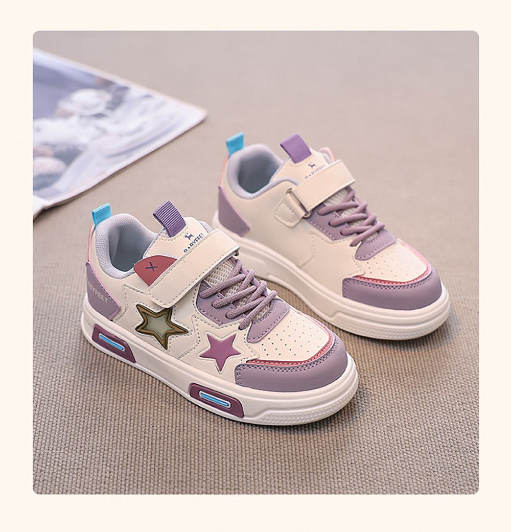 PU Leather Sport Shoes For Children 2025 Trend Fashion Teenager Girl's Sneakers Anti-slippery Kid's Tennis Shoes Running Shoes