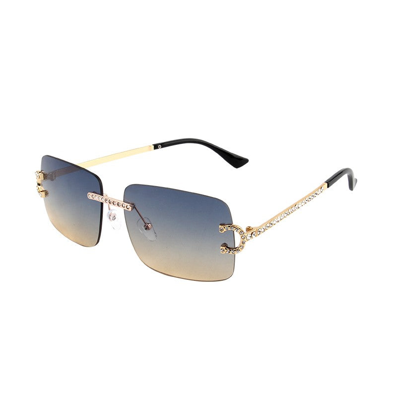 Fashion Rimless Square Sunglasses Vintage Diamond Brand Design Cut Lens Sun Glasses Men Women Metal Frame Luxury UV400 Eyewear