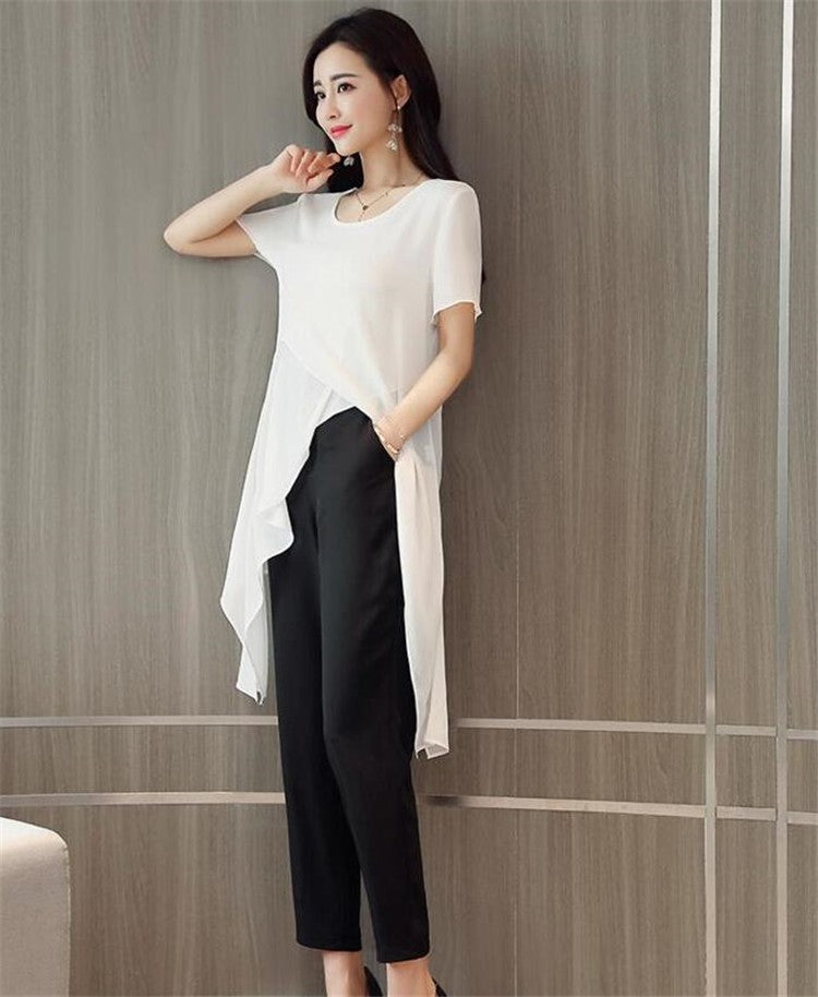 New 2025 Summer Fashion New Solid Color Split Chiffon Shirts Loose Irregular Shirts Tops Thin Blouses Woman Red blusas femininas