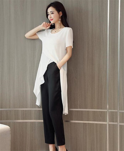 New 2025 Summer Fashion New Solid Color Split Chiffon Shirts Loose Irregular Shirts Tops Thin Blouses Woman Red blusas femininas