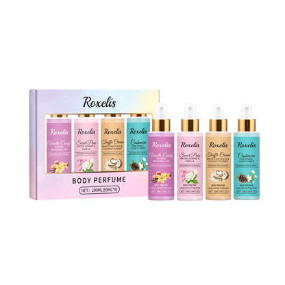 Roxelis 1 Conjunto de Perfume em Spray Corporal de Longa Duração com Fragrância de Frutas Frescas para o Dia a Dia, Encontros, Glamour, Flertes e Perfume Elegante