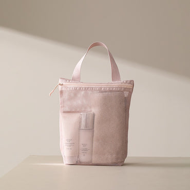 23x26cm Portable Toiletry Bag with Handy Handle Large Capacity Mesh Toiletry  Storage Bag Makeup Bag for Business Trips Travel