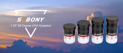 SVBONY Ocular de telescópio de grande angular 68° 6mm/ 9mm /15m /20mm FMC 1.25" para Telescópio Astronômico