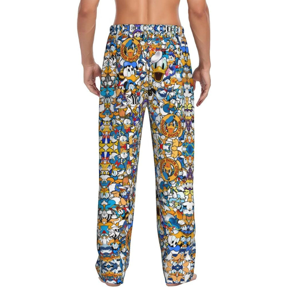 Custom Print Mickey Mouse Donald Duck Pajama Pants Men Sleep Sleepwear Bottoms with Pockets