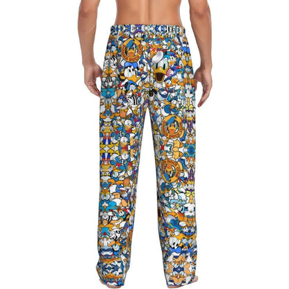 Custom Print Mickey Mouse Donald Duck Pajama Pants Men Sleep Sleepwear Bottoms with Pockets