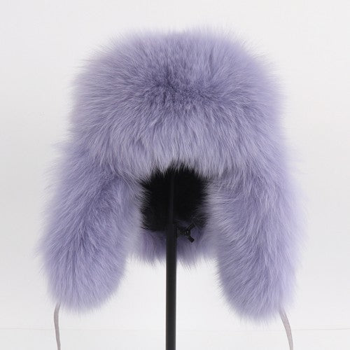 2025 Novo Chapéu Feminino Ushanka Russo de Pele de Raposa Natural Inverno Grosso Quente Orelhas Moda Chapéu Bomber Senhora Gorro Genuíno de Pele de Raposa Real