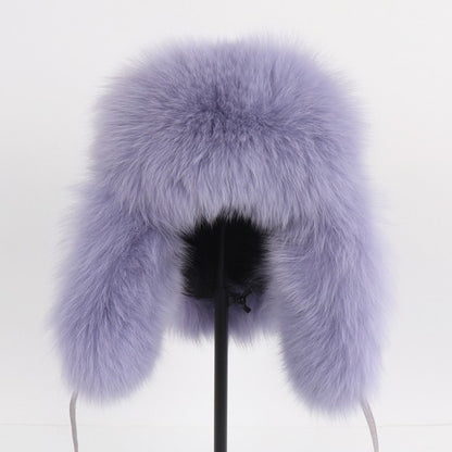 2025 Novo Chapéu Feminino Ushanka Russo de Pele de Raposa Natural Inverno Grosso Quente Orelhas Moda Chapéu Bomber Senhora Gorro Genuíno de Pele de Raposa Real