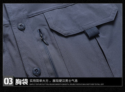 Summer Men Short Sleeve Shirt Men Breathable Tactical Work Shirt Tops Outdoor Casual Quick Dry Multi-pocket Camping Cargo Shirts