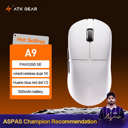 ATK Dragonfly A9 Ultra/A9 Plus Gaming Mouse Dual 8K Polling Tri Mode PAW3395/3950 Sensor Ergonomic  Esport PC Peripheral