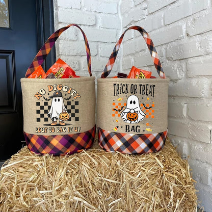 1Pcs Halloween Trick or Treat Bucket Spooky Season Treat Basket Fall Festival Funny Accessory Kid's Gift Cute Ghost Pumpkin Bat