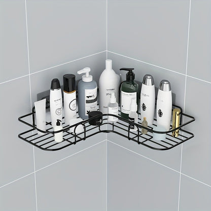 Prateleira de Canto sem Furação - Suporte de Parede Resistente para Shampoo, Loção e Cosméticos, Acessório de Banheiro de Fácil Instalação