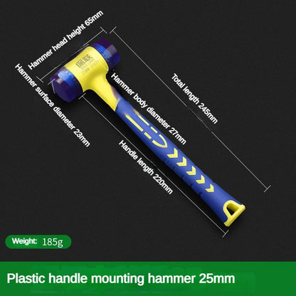 Martelo de instalação de duas cabeças destacável e isolado com cabo de borracha e empunhadura macia, 25mm-45mm, para trabalhos de instalação