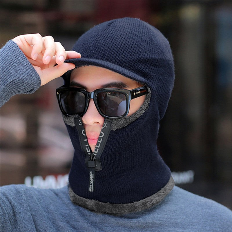 New Men's Winter Warm Wool Hat - Thickened Knitted Cycling Hat - Windproof Sun Hat - Cold and Wind Resistant