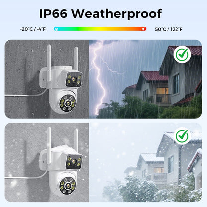 8MP 4K Wifi PTZ Camera Dual Lens Dual Screens Surveillance Camera Outdoor 2MP 4MP HD Night Vision Home Security Camera ICSEE APP