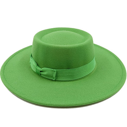 Chapéu Fedora unissex de inverno, superfície circular côncava e convexa, chapéu de jazz de feltro liso, elegante para homens e mulheres.