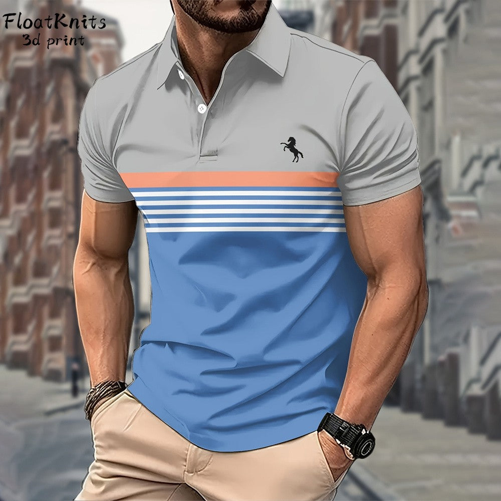 Minimalist Striped Polo Shirts for Men Business Men's Clothing Lapel Short Sleeve Tee New in Tops & Tees Summer T-Shirts for Men