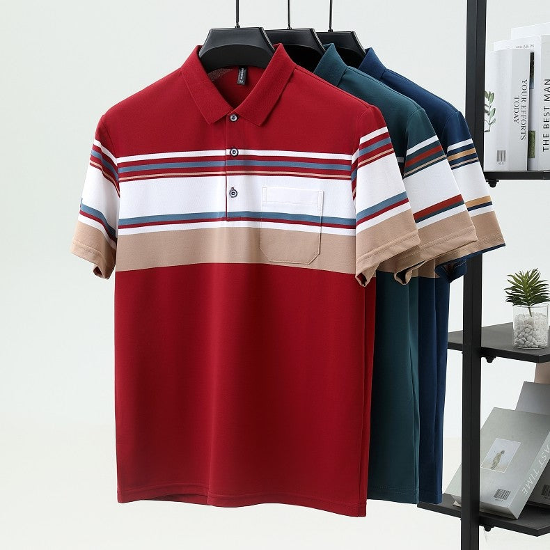 High quality brand men's short sleeved polo shirt summer fashion  striped design youth personalized top casual business T-shirt