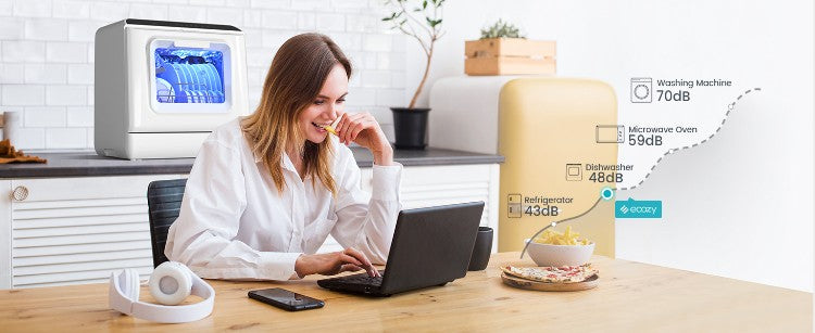 Portable Countertop Mini Dishwasher with 5L Water Tank 6 Washing Programs Air Drying Function
