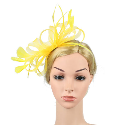 Chapéu Fascinator Feminino Chique Coquetel Casamento Festa Igreja Acessório de Cabelo Moda Pena Grampo de Cabelo Noiva
