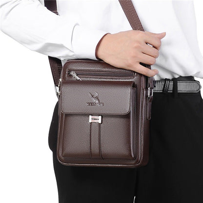 High Quality Men Shoulder Bag Men PU Leather Flaps Men's Crossbody Bags Business Flap Male Solid Messenger Bag Travel Bag