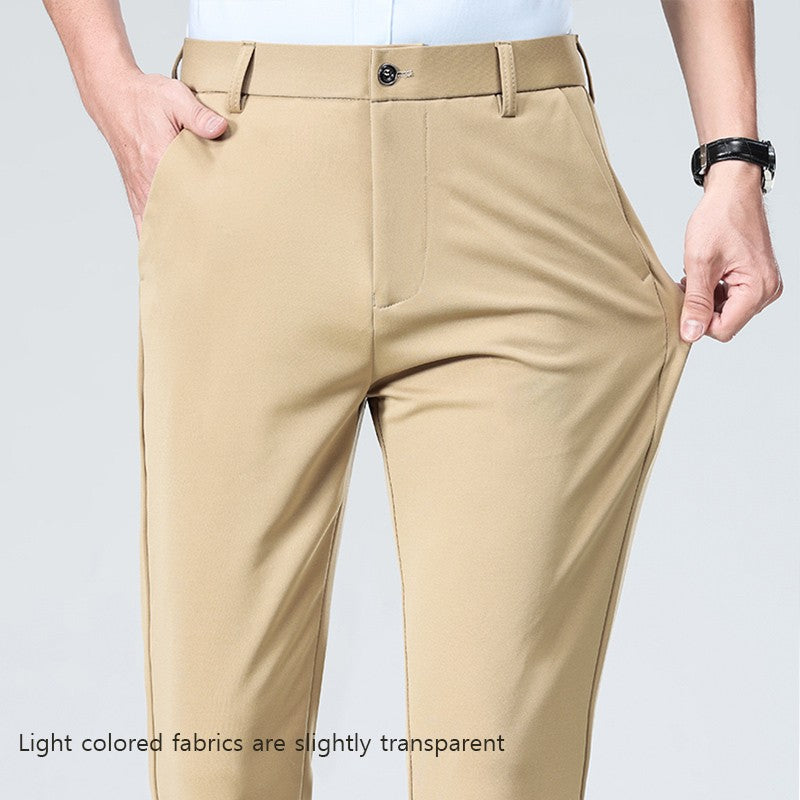 29-42 Men's Summer Thin Fashion Business Casual Suit Pants Long Pants Men's Elastic Straight Sleeve Formal Pants Plus Size