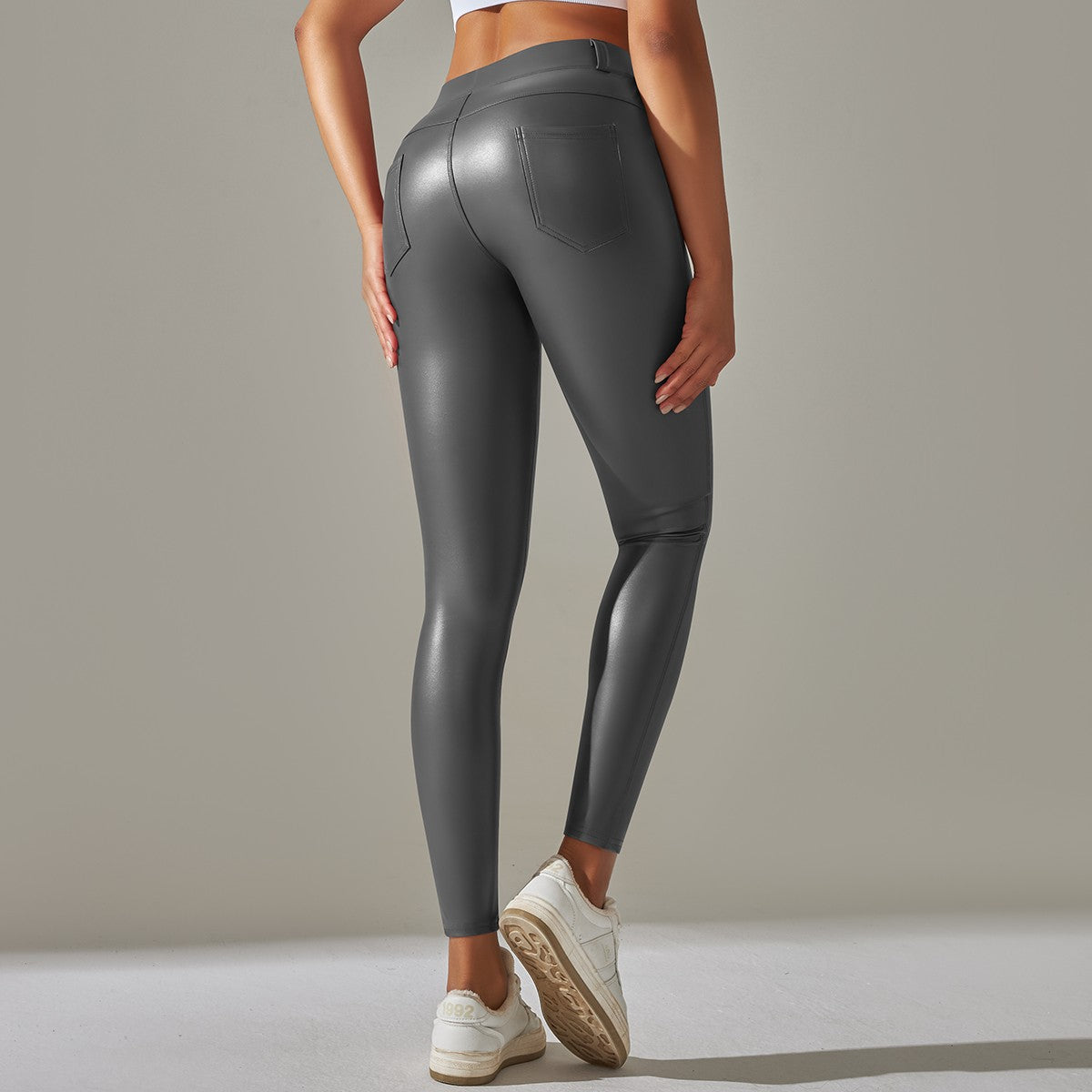 PU Leather Leggings Women Sexy Scrunch Butt Leggings Girls Faux Leather Pants High Waist Push Up Casual Leggings 6 Color