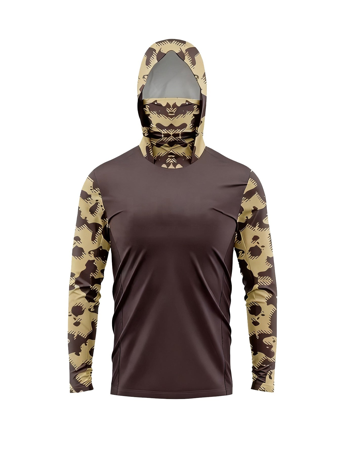 Camisas de Pesca Masculinas de Manga Longa para Praia, Blusas Esportivas Anti-UV para Exterior, Casaco com Capuz, Moletons Respiráveis de Pesca com Máscara