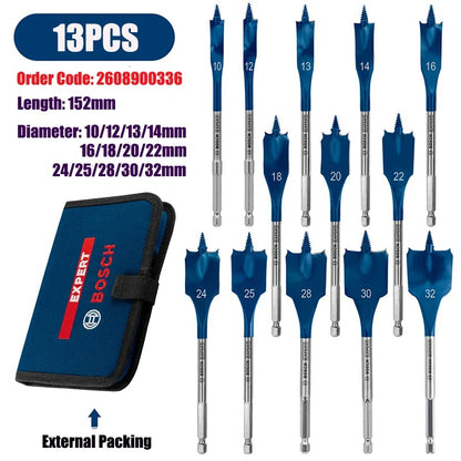 Broca chata para madeira Bosch Accessories de 152 mm, abridor de furo para armário, conjunto de brocas de aço de alta velocidade para fresar madeira, com ponta tripla