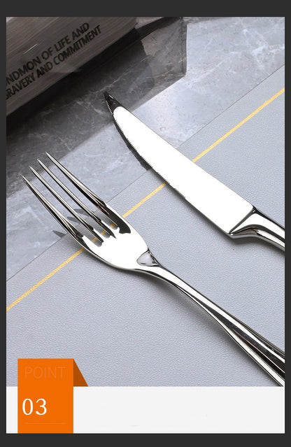 6 Peças de talheres de aço inoxidável 304, conjunto criativo de faca, garfo e colher para bife, para restaurante e hotel, conjunto de talheres de alta qualidade.