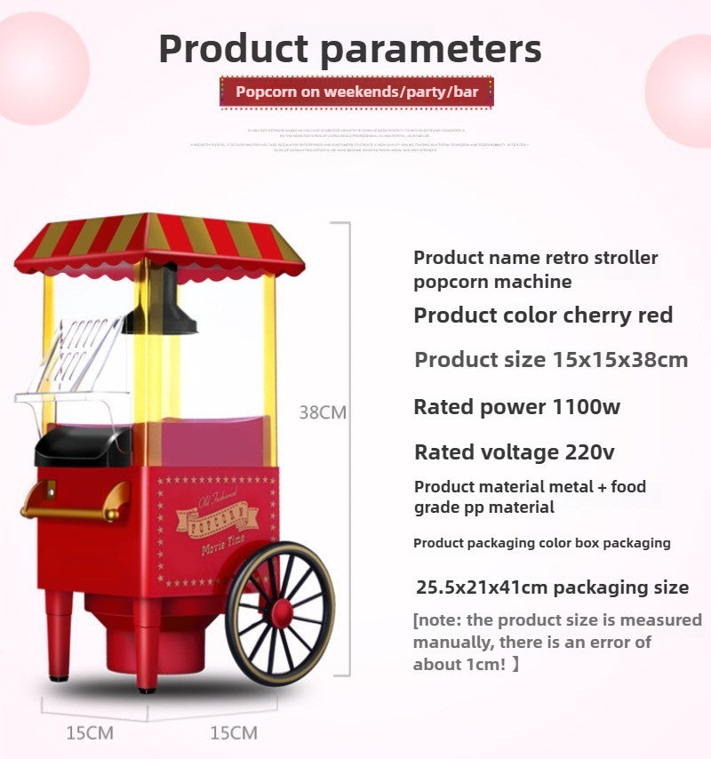 110-220V Electric Popcorn Maker Home Corn Popcorn Making Machine Fully Automatic Trolley Corn Popper DIY Creativity for Children