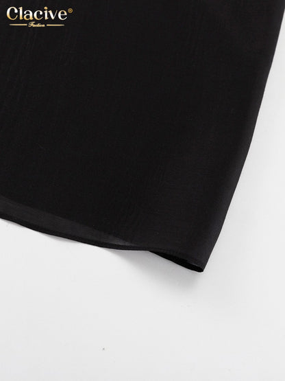Clacive Fashion Loose Balck Women Skirt Casual High Waist Ankle Length Skirts El