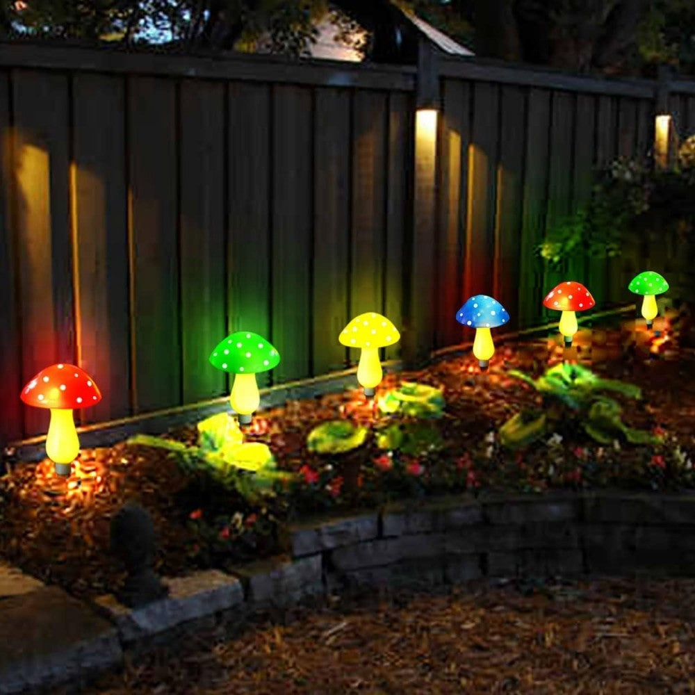Solar Garden Decor Lights Crack Mushrooms Outdoor Decor Stake String Lights Waterproof Solar Pathway Lights Christmas Decoration