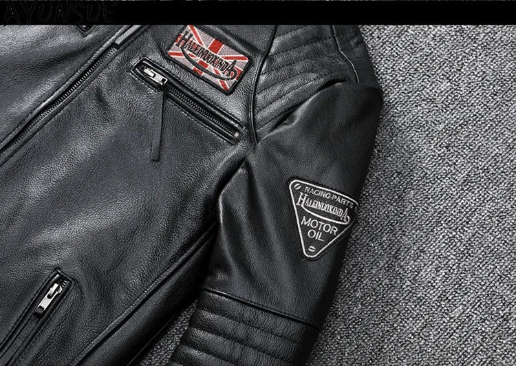 Mens Leather Jacket Autumn Men Clothing Handsome Motorcycle Jackets Two Colors Short Coats Kurtka M?ska Skórzana Slim