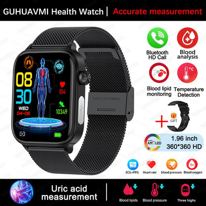 2025 Novo Para XIAOMI ECG+PPG Gordura Sanguínea Ácido Úrico Saúde Smartwatch Masculino Feminino Frequência Cardíaca Pressão Arterial Chamada Bluetooth Relógio Inteligente
