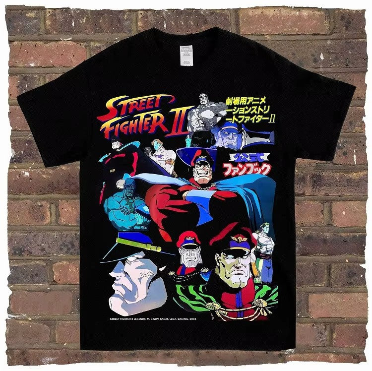 Game Spring Street Fighter, Rock and Rap, Loose High Street, High-quality Men's T-shirts, Women's T-shirts, Couple Styles