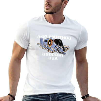 A-10 Warthog USA Flag Military Airplane A10 Thunderbird Gear T-Shirt man graphic t shirt T-Shirt