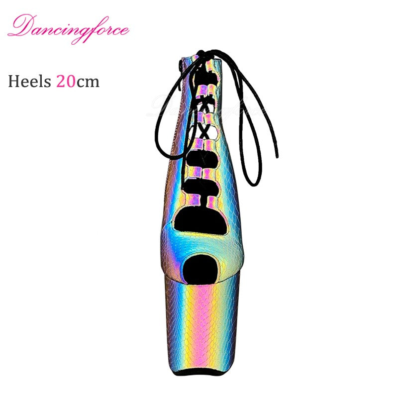 Unisex Sexy 20cm Peep Toe Extreme High Heels Platforms Stripper Sandals Boots Roman Gladiator Pole Dance Shoes Woman EU36-41