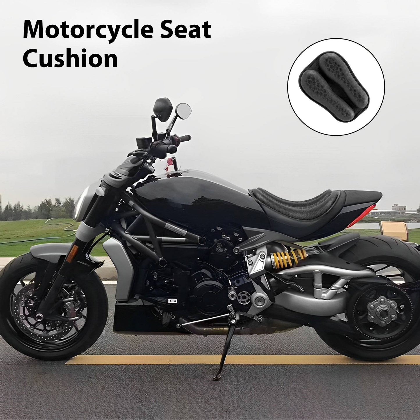 Almofada de Assento de Motocicleta Antiderrapante Estrutura de Malha 3D Respirável Macia e Confortável Proteção Solar Acessórios para Motocicleta
