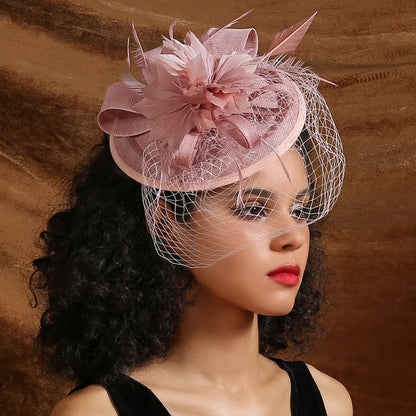 Chapéu Fascinator Fancy Feather Chapéu de Kentucky Derby Colorido Fancy Festa do Chá Tiara de Flores Chapéu Alto Feminino Chapéu de Igreja com Véu