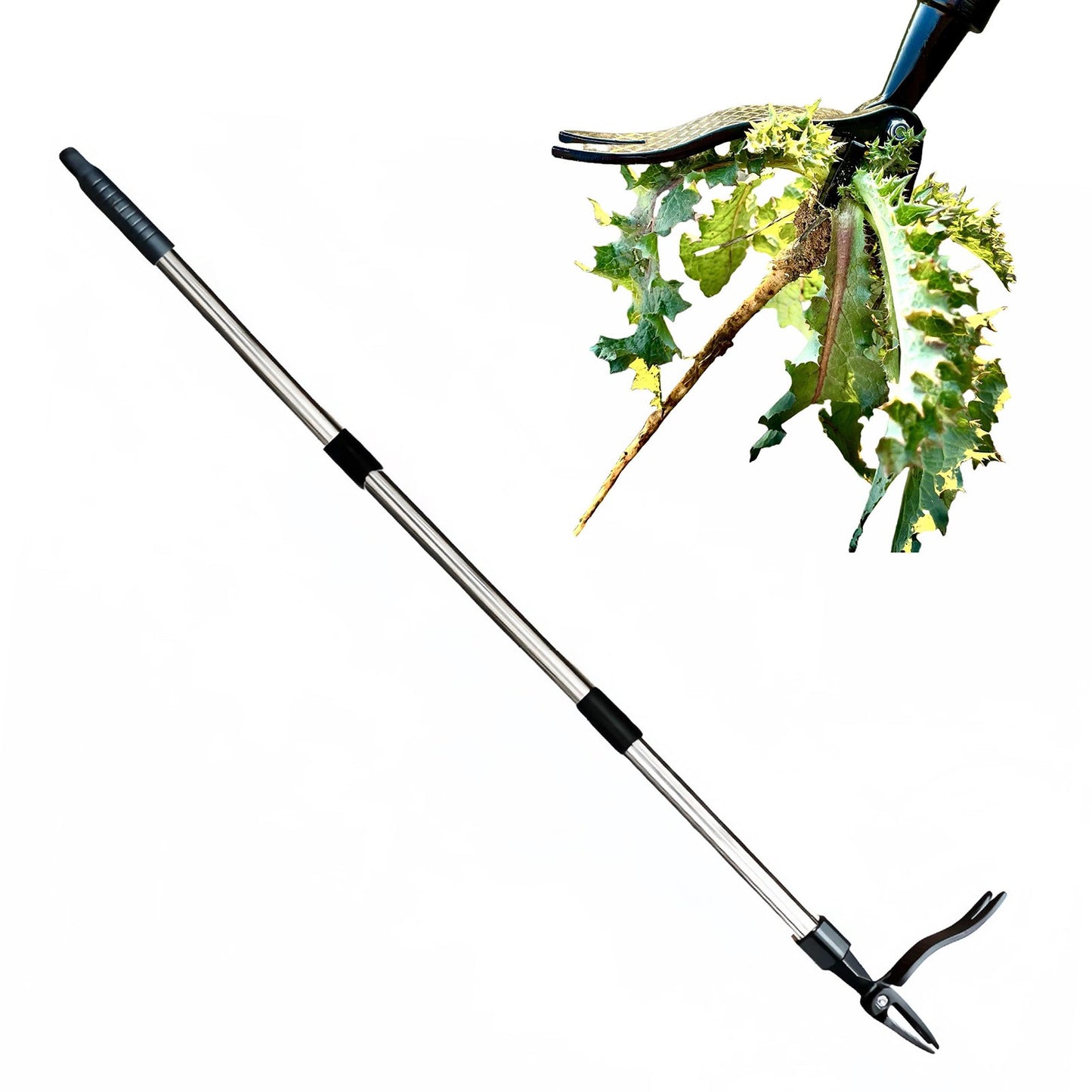 4 Claw Stand Up Weed Puller Stand Up Weed Puller 44 Inch Adjustable Handle 4 Claw Hand Weeding Tool for Garden Lawn Yard