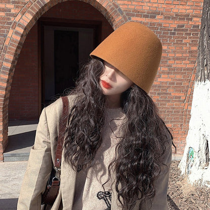 High Quality Wool Fisherman Hat Solid Color Bucket Hats Retro Bell-shaped Basin Cap For Woman Autumn Winter Warm Sun Visors Caps