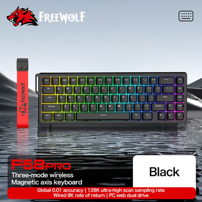 Teclado com Switch Magnético ATTACK SHARK X68HE Com Fio e FREEWOLF F68 Com Fio F68Pro Sem Fio para Jogos Profissionais 8K Hz 0,01mm Gatilho Rápido