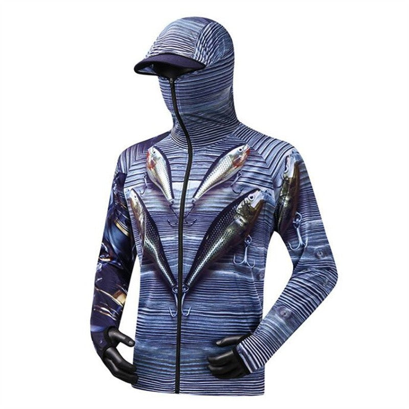 Moletom Profissional de Pesca com Máscara Anti-UV Protetor Solar Roupas de Proteção Solar Camisa de Pesca Respirável Secagem Rápida Camisa de Pesca